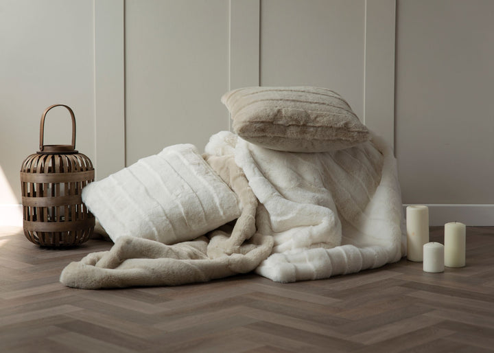 Belledorm "Alaska" Fur Filled Cushion in Snow