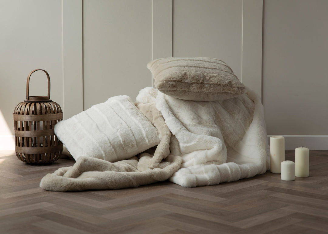Belledorm "Alaska" Fur Filled Cushion in Oatmeal