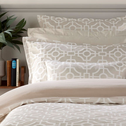 Christy "Portico" Jacquard Duvet Cover Sets in Oyster (Cream)