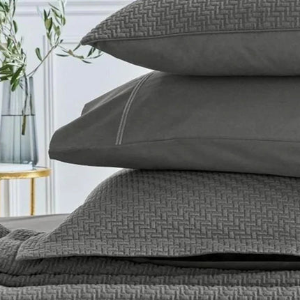 Bedeck of Belfast "Andaz" Throw, Sham and Cushion in Charcoal