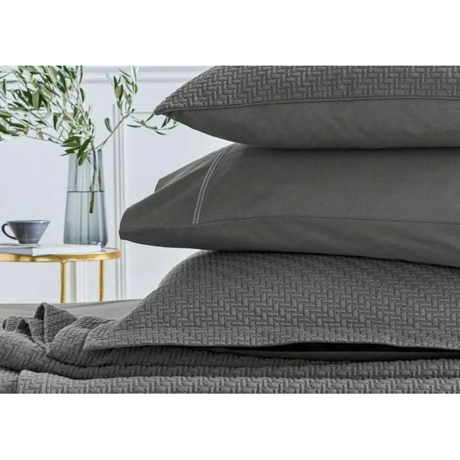 Bedeck of Belfast "Andaz" Throw, Sham and Cushion in Charcoal