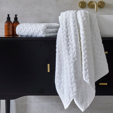 Christy "Trellis" Bath Towels & Bath Mat Collection in White