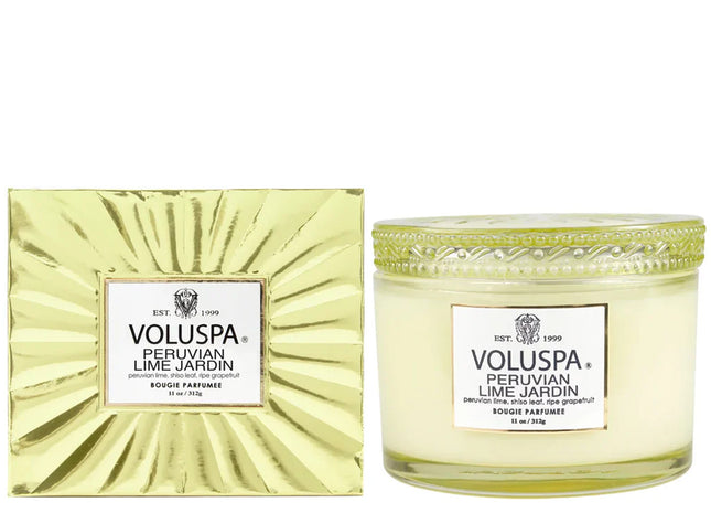 Voluspa "Peruvian Lime Jardin" Corta Maison Boxed Glass Candle