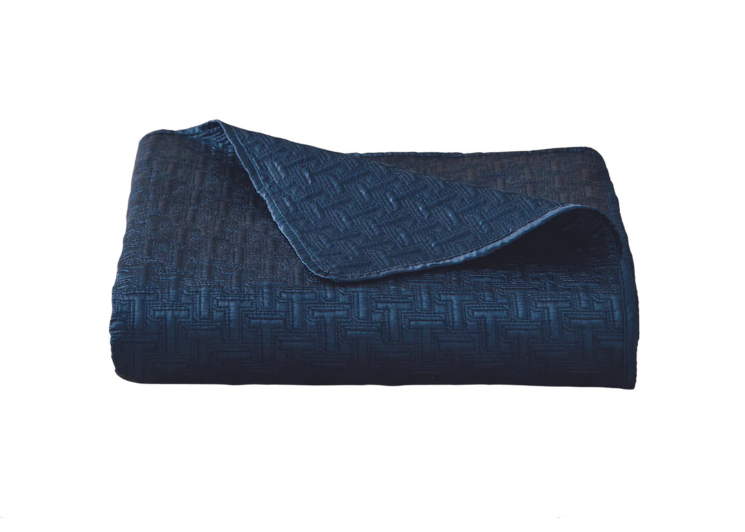 Ted Baker "T" Quilted Bedspread and Pillow Shams in Navy