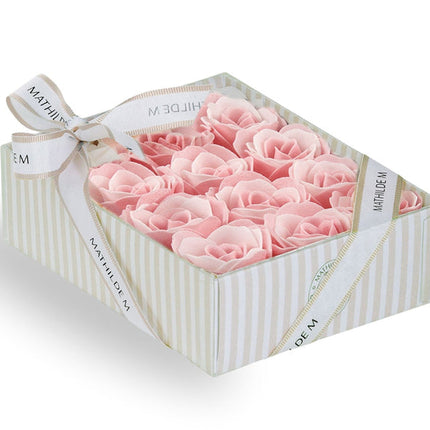 Mathilde "Rose Fragrance" Set of 12 roses in pink and white soap