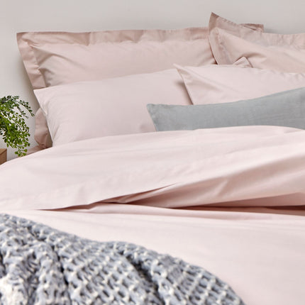 Christy "200TC Organic" Plain Dyed Sheets & Duvet Covers in Powder Pink