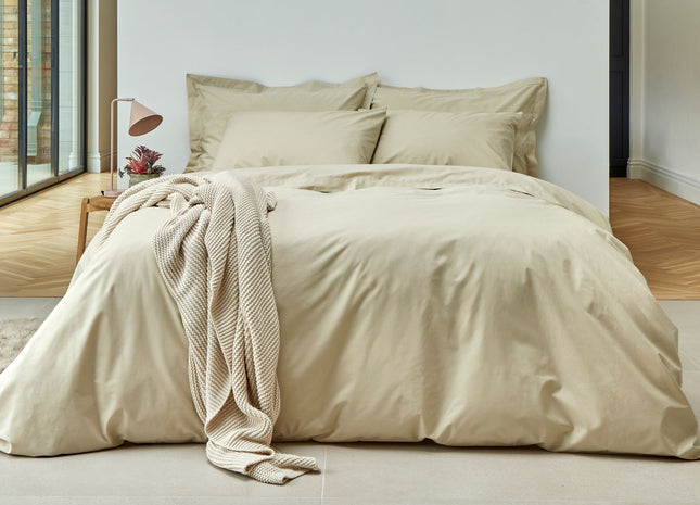Christy "200TC Organic" Plain Dyed Sheets & Duvet Covers in Hazelnut
