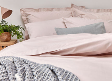 Christy "200TC Organic" Plain Dyed Sheets & Duvet Covers in Powder Pink