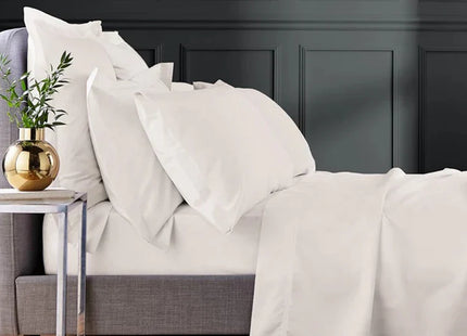 Bedeck of Belfast "1000TC Egyptian Cotton Sateen" Plain Dyed Sheet in Chalk (Cream)