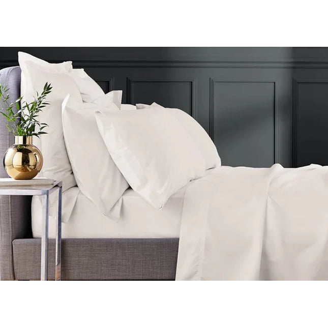 Bedeck of Belfast "1000TC Egyptian Cotton Sateen" Plain Dyed Sheet in Chalk (Cream)