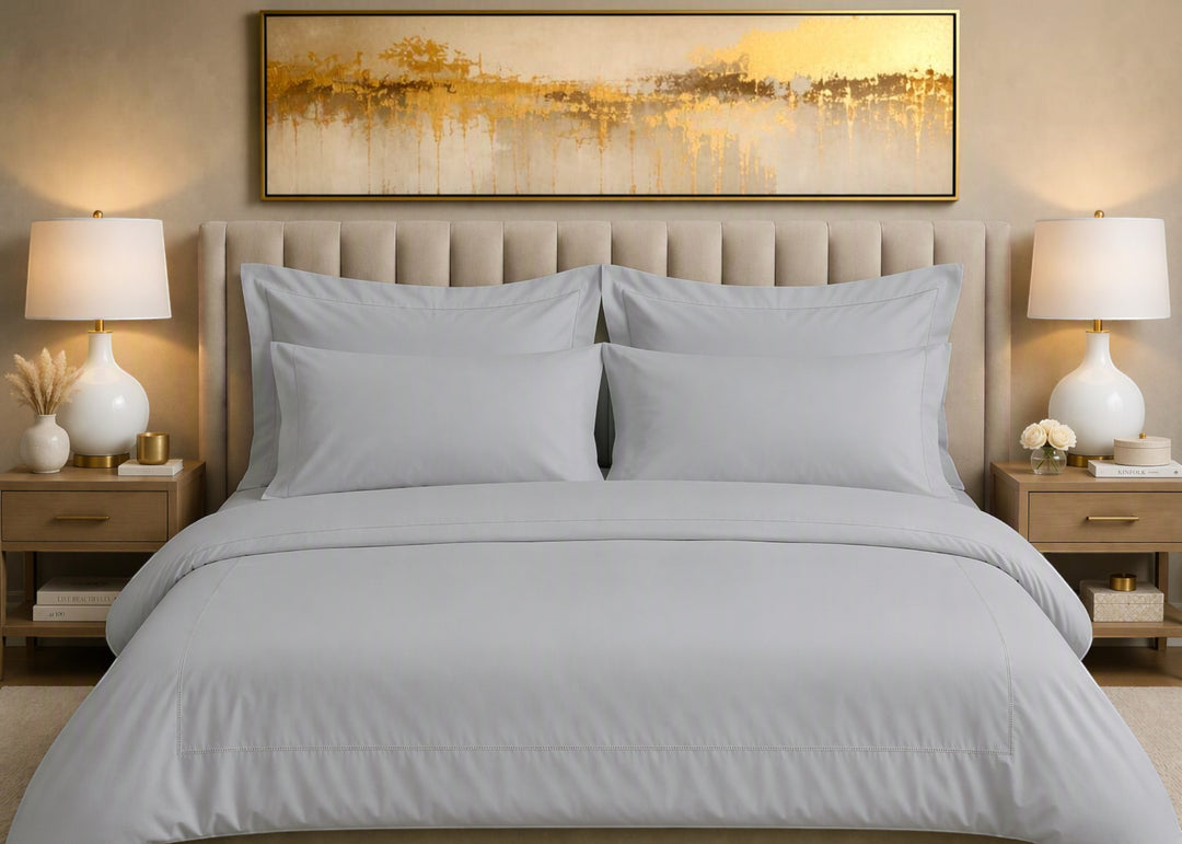 Linen Obsession 300 Thread Count "Luxury Sateen" Fitted Sheet in Silver