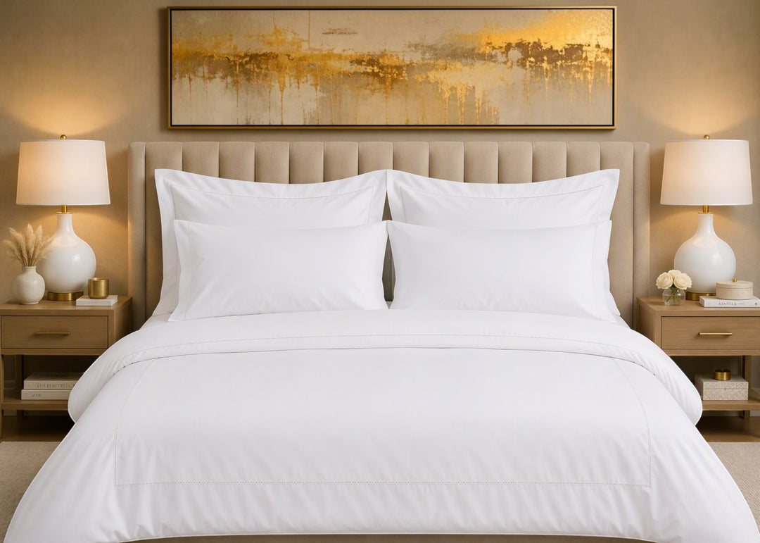 Linen Obsession 300 Thread Count "Luxury Sateen" Fitted Sheet in White