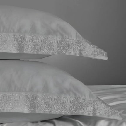 Linen Obsession "LO Anna Embroidery" 500TC Egyptian Cotton Sateen Bed Linen in Silver