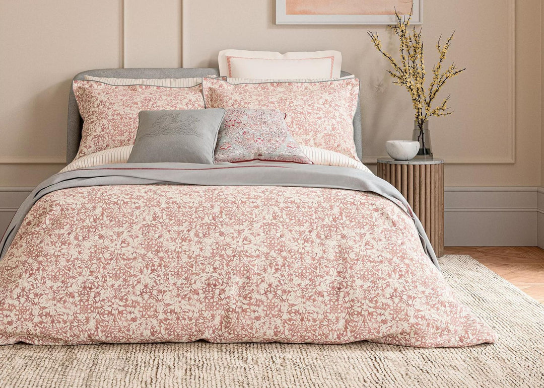 Bedeck of Belfast "Celina" Duvet Cover and Oxford Pillowcase in Coral