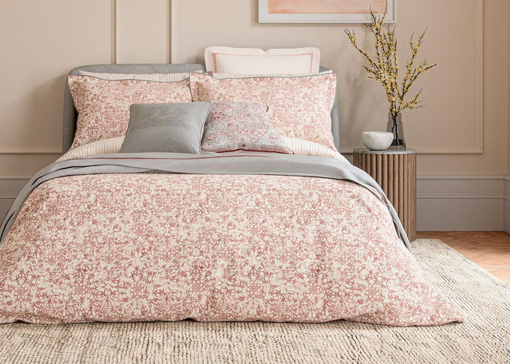 Bedeck of Belfast "Celina" Duvet Cover and Oxford Pillowcase in Coral