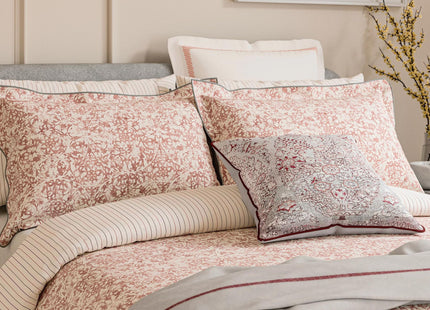 Bedeck of Belfast "Celina" Duvet Cover and Oxford Pillowcase in Coral