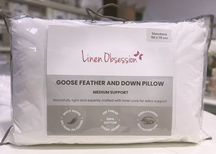 Linen Obsession "Goose Feather &amp; Down" Filled Pillows - Medium Support