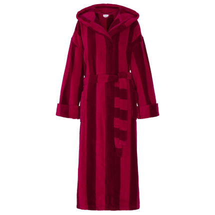 Jasper Conran "Stripe Hooded Robe" in Burgundy