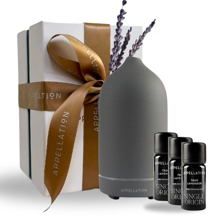 Appellation "Charcoal Diffuser & Calm Collection Oils (3x 10ml)" Gift Set