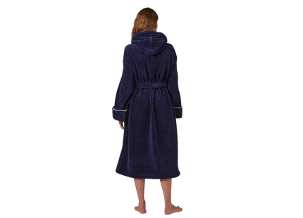 Jasper Conran "Microfibre" Bath Robe with Piping in Navy Blue