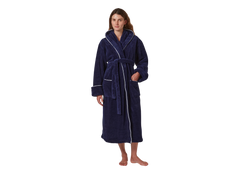 Jasper Conran "Microfibre" Bath Robe with Piping in Navy Blue