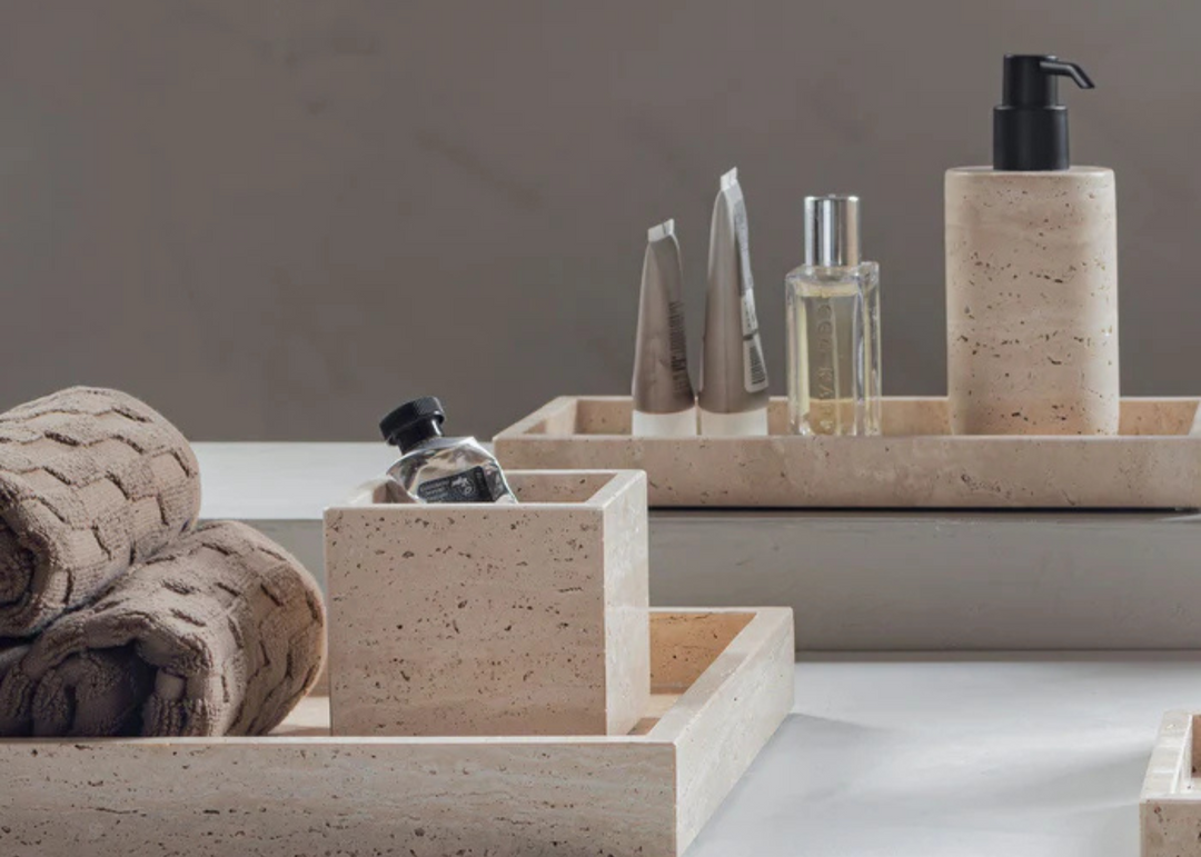 Mette Ditmer "Travertine" Bathroom Accessories in Beige