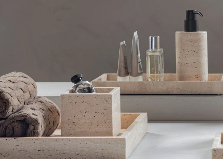 Mette Ditmer "Travertine" Bathroom Accessories in Beige
