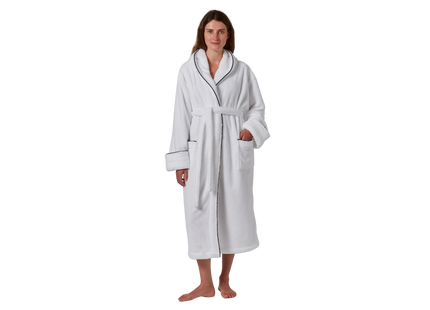 Jasper Conran "Microfibre" Bath Robe with Piping in White