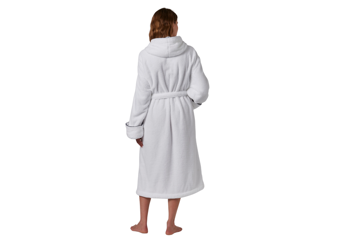 Jasper Conran "Microfibre" Bath Robe with Piping in White