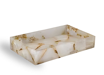 Mike + Ally "Gemstone" Milk Quartz Bathroom Accessories in White & Gold