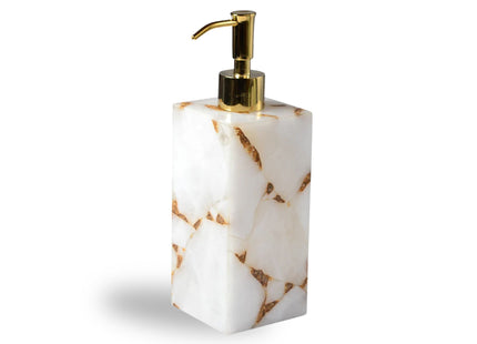 Mike + Ally "Gemstone" Milk Quartz Bathroom Accessories in White & Gold