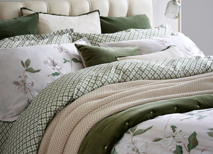 Christy "Magnolia" Duvet Cover Sets in Olive