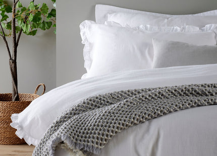Christy Organic Cotton "Retreat Ruffle" Plain Dyed Duvet Cover Sets in White