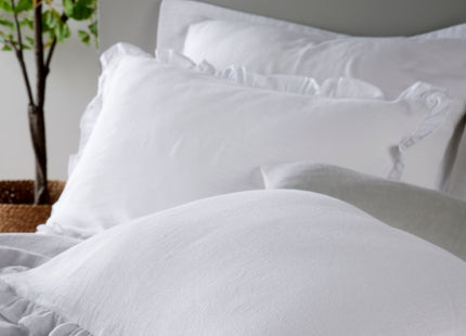 Christy Organic Cotton "Retreat Ruffle" Plain Dyed Duvet Cover Sets in White