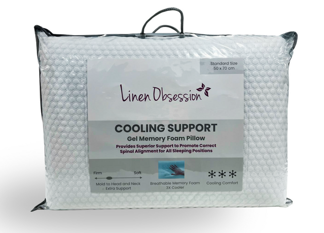 Linen Obsession "Cooling Support" Gel Memory Foam Pillow 50 x 70 cm