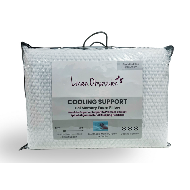 Linen Obsession "Cooling Support" Gel Memory Foam Pillow 50 x 70 cm