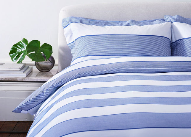 Jasper Conran "Dyed Jacquard" Duvet Cover Set in Blue Pinstripe