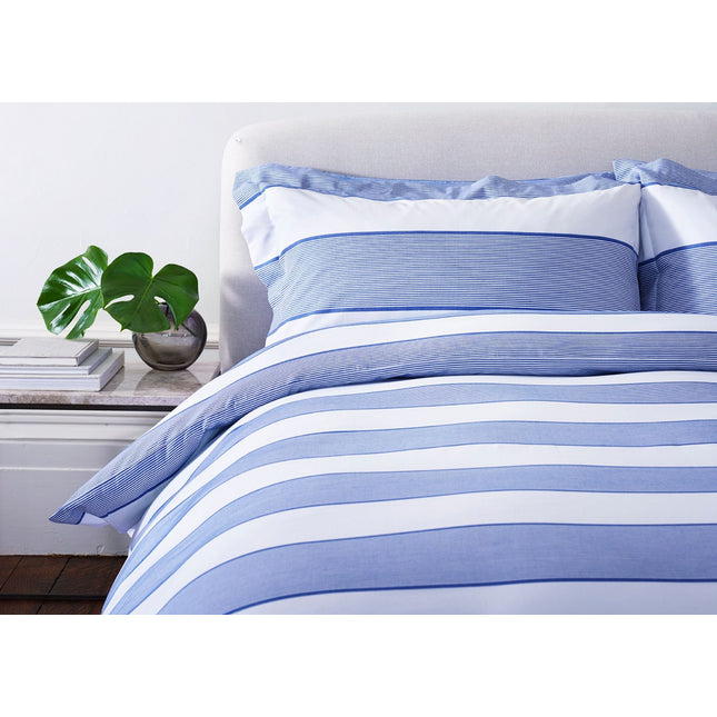 Jasper Conran "Dyed Jacquard" Duvet Cover Set in Blue Pinstripe