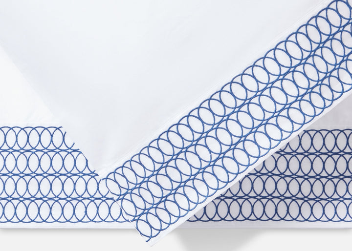 Jasper Conran "Circles Embroidered Border" Pillowcase in White-True Blue
