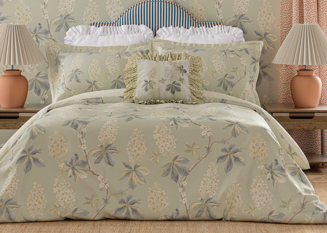 Sanderson "Chestnut Tree" Duvet Cover Set in Grey Blue &amp; Sage