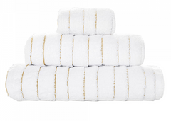 Graccioza "Taormina" Bath Towels & Bath Rug Collection in White/Gold