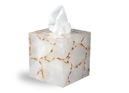 Mike + Ally "Gemstone" Milk Quartz Bathroom Accessories in White & Gold