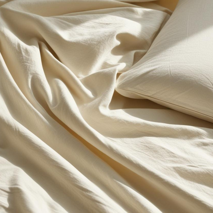 Sleep City "800TC Plain Dyes" Bed Linen in Cream