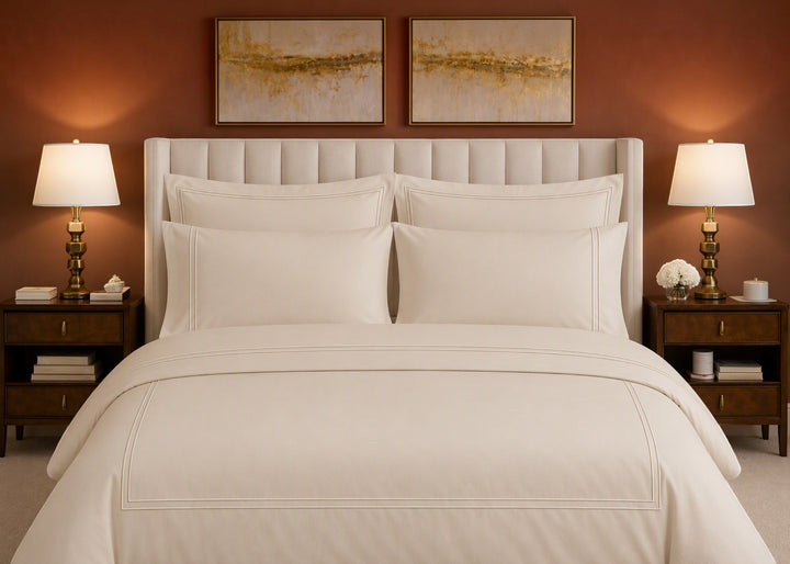 Linen Obsession 900 Thread Count "Double Luxe" Fitted Sheet in Cream