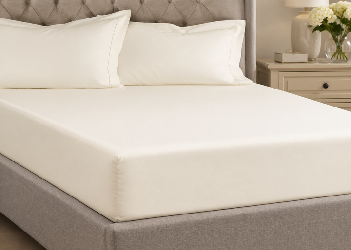 Linen Obsession "900 Thread Count Luxe Touch" Fitted Sheet in Cream