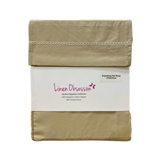 Linen Obsession "LO Opulent Embroidery" 500TC Egyptian Cotton Sateen in Tan