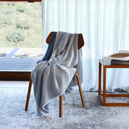 Amalia "Anamar" 100% Cotton Yarn - Dyed Throw Blanket in Cool Grey