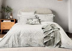 Bedeck of Belfast "Amalia" Duvet Cover and Oxford Pillowcase in Silver/White