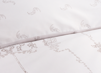 Christy "Ambroise Oyster" Duvet Cover Set in Cream / Silver