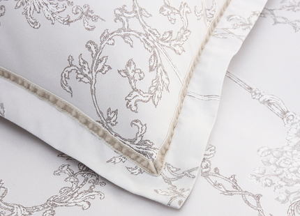 Christy "Ambroise Oyster" Duvet Cover Set in Cream / Silver